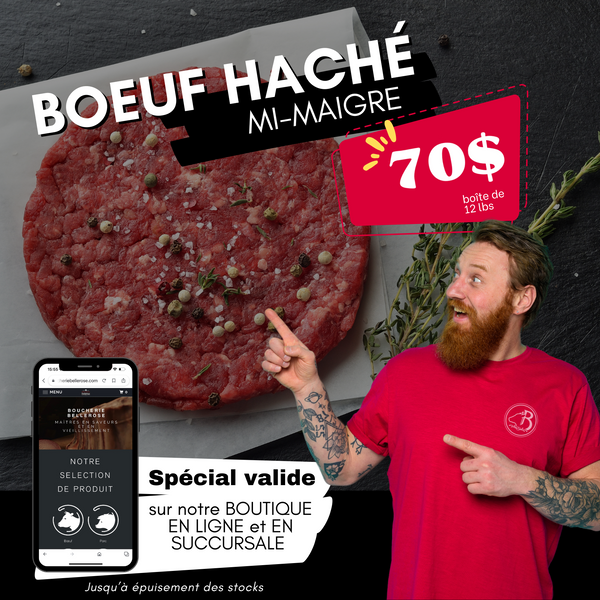 Bœuf haché mi-maigre ~ Boîte 12 lbs