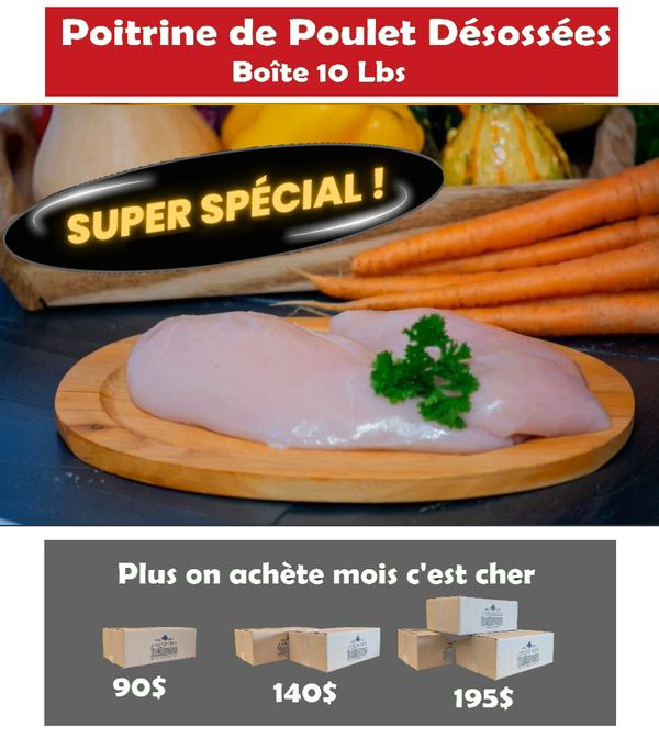 Poitrines désossées ~ Boîte 10 lbs